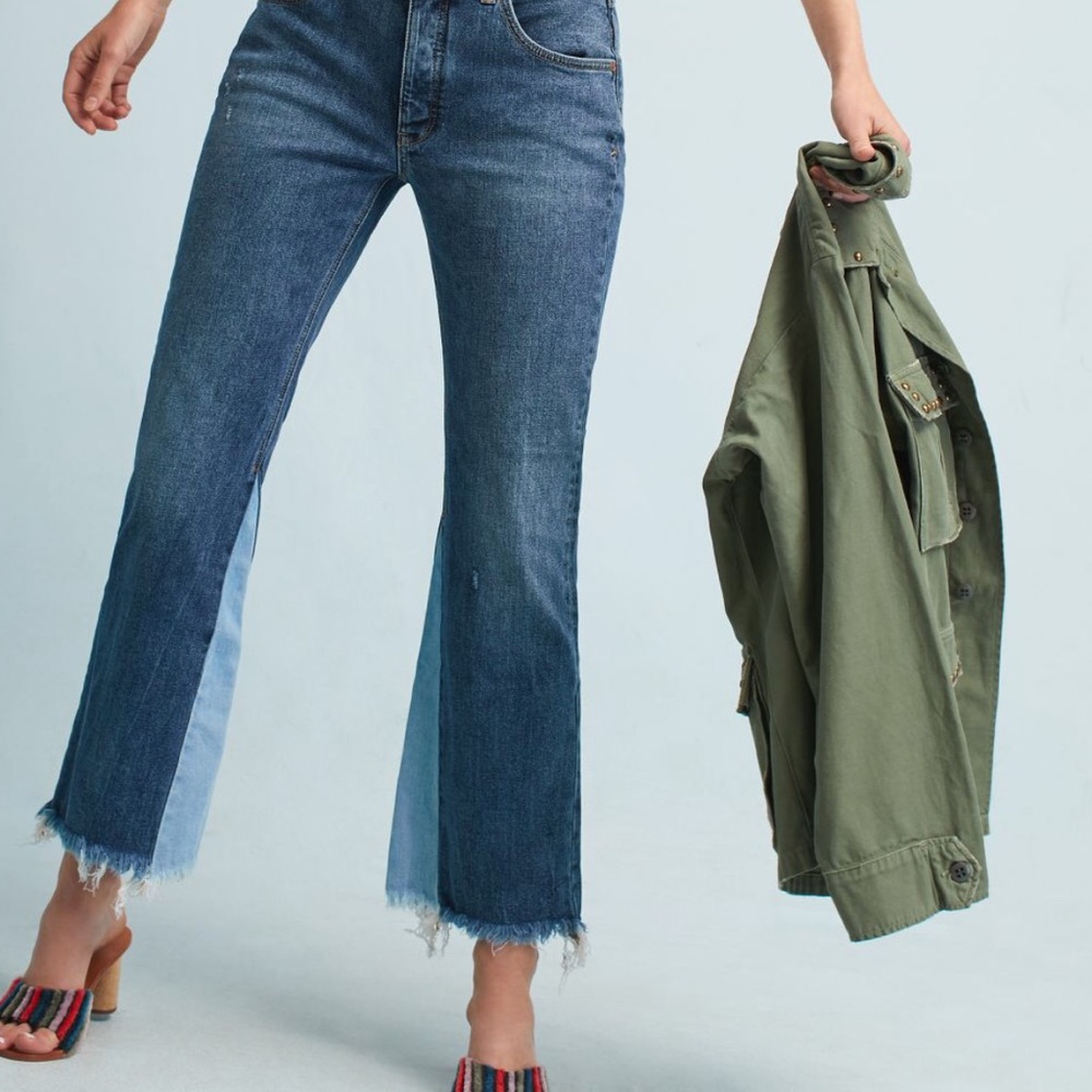 Pilcro & the Letterpress Two Tone Raw Hem Flares